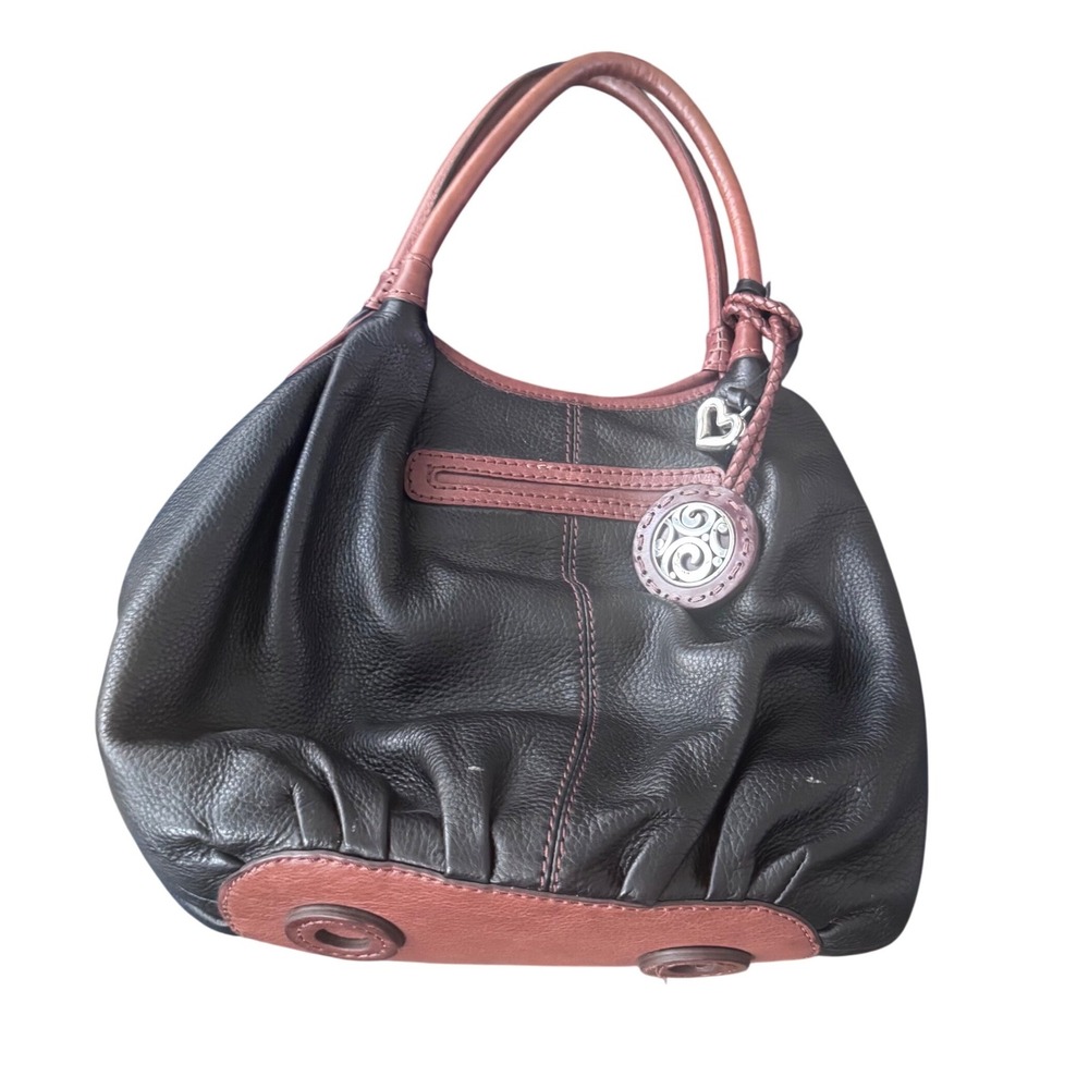 Brighton Tatum London groove Black Pebbled Slouchy Leather HOBO Shoulder Bag EUC - Picture 12 of 14